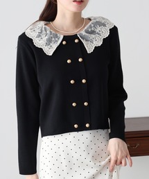 BLUEEAST | レース襟ドッキングニットカーディガン(カーディガン/ボレロ)