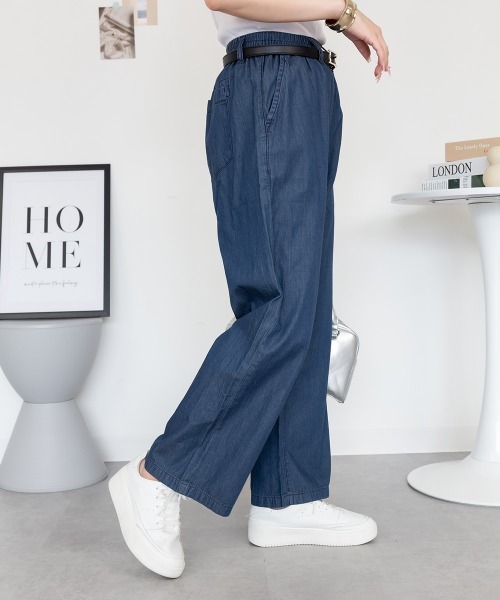 aity（アイティ）の「M-4L エアリーデニム イージーワイドパンツ（デニムパンツ・レディース・ライトブルー/ワンウォッシュ/ネイビー・M/L/LL/3L/4L）」の5枚目の写真