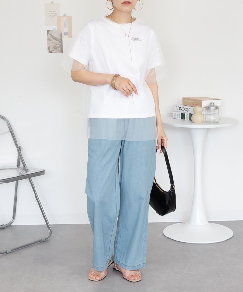 aity（アイティ）の「M-4L エアリーデニム イージーワイドパンツ（デニムパンツ・レディース・ライトブルー/ワンウォッシュ/ネイビー・M/L/LL/3L/4L）」の13枚目の写真