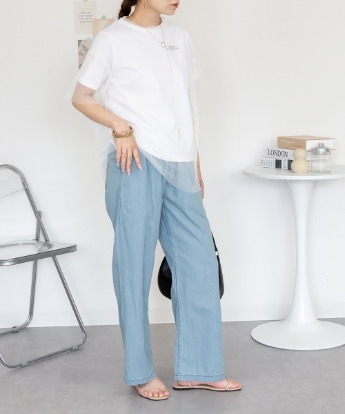 aity（アイティ）の「M-4L エアリーデニム イージーワイドパンツ（デニムパンツ・レディース・ライトブルー/ワンウォッシュ/ネイビー・M/L/LL/3L/4L）」の14枚目の写真