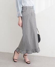 natural couture | 裾フリルストレッチナロースカート(スカート)