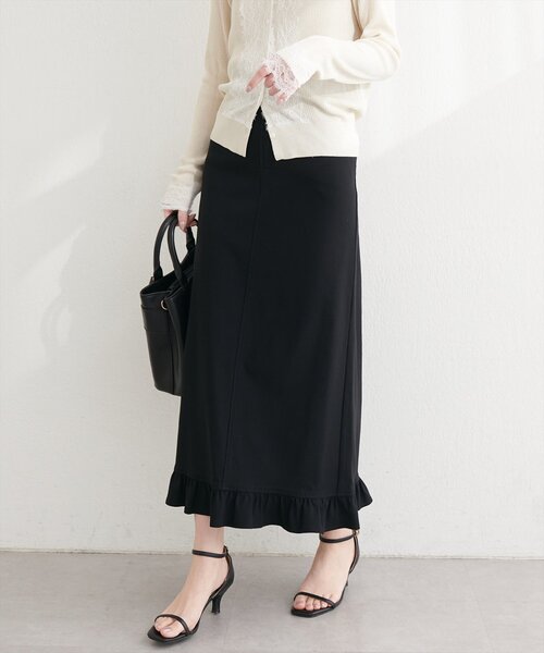 natural couture（ナチュラルクチュール）の「裾フリルストレッチナロースカート（スカート・レディース・チェック/ブルー/ブラック・FREE）」の6枚目の写真