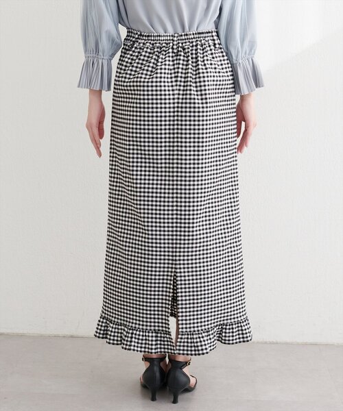 natural couture（ナチュラルクチュール）の「裾フリルストレッチナロースカート（スカート・レディース・チェック/ブルー/ブラック・FREE）」の18枚目の写真