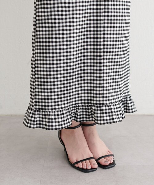 natural couture（ナチュラルクチュール）の「裾フリルストレッチナロースカート（スカート・レディース・チェック/ブルー/ブラック・FREE）」の22枚目の写真