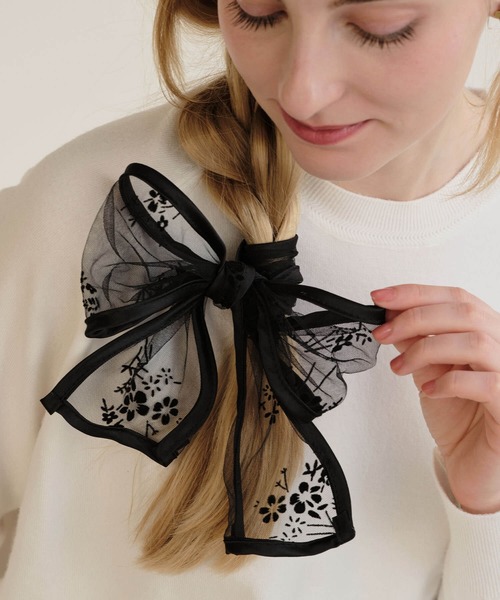 ZAKKA-BOX（ザッカボックス）の「シアーリボンスカーフ（バンダナ/スカーフ・レディース・ブラック系その他2/ブラック系その他・FREE）」の2枚目の写真