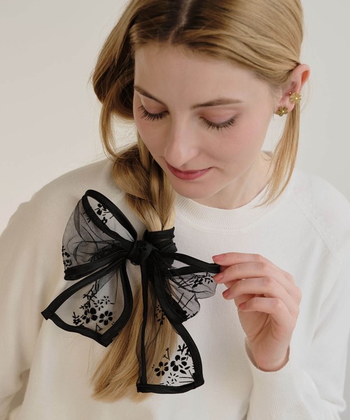 ZAKKA-BOX（ザッカボックス）の「シアーリボンスカーフ（バンダナ/スカーフ・レディース・ブラック系その他2/ブラック系その他・FREE）」の19枚目の写真