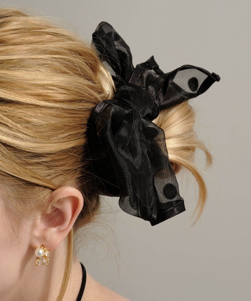 ZAKKA-BOX（ザッカボックス）の「シアーリボンスカーフ（バンダナ/スカーフ・レディース・ブラック系その他2/ブラック系その他・FREE）」の3枚目の写真