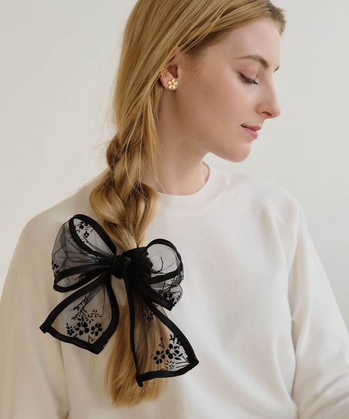 ZAKKA-BOX（ザッカボックス）の「シアーリボンスカーフ（バンダナ/スカーフ・レディース・ブラック系その他2/ブラック系その他・FREE）」の6枚目の写真