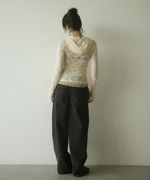 igi（イジ）の「LACE HOODIE TEE / レースフーディー（パーカー・レディース・グレー/ミント/アイボリー・FREE）」の17枚目の写真