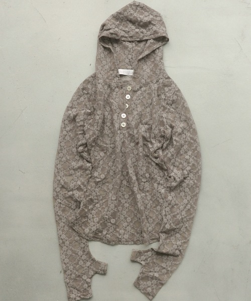 igi（イジ）の「LACE HOODIE TEE / レースフーディー（パーカー・レディース・グレー/ミント/アイボリー・FREE）」の12枚目の写真
