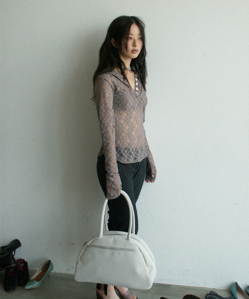 igi（イジ）の「LACE HOODIE TEE / レースフーディー（パーカー・レディース・グレー/ミント/アイボリー・FREE）」の8枚目の写真
