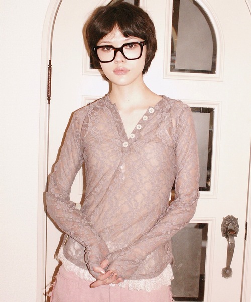 igi（イジ）の「LACE HOODIE TEE / レースフーディー（パーカー・レディース・グレー/ミント/アイボリー・FREE）」の10枚目の写真
