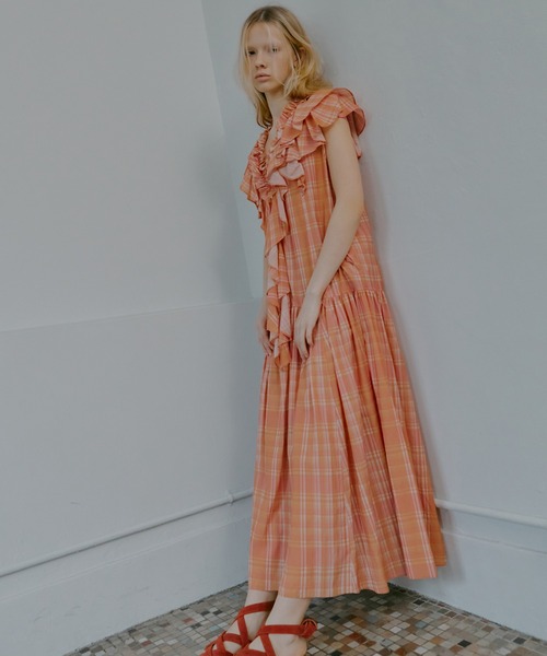 プレイドプリントマキシドレス / Plaid Print Maxi Dress（ワンピース