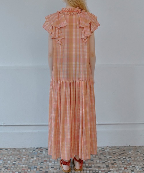 IRENENNE(アイレネ)の「プレイドプリントマキシドレス / Plaid Print Maxi Dress(ワンピース・レディース・オレンジ/ブルー・36)」の13枚目の写真