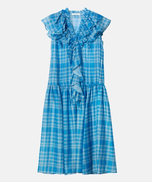 IRENENNE(アイレネ)の「プレイドプリントマキシドレス / Plaid Print Maxi Dress(ワンピース・レディース・オレンジ/ブルー・36)」の16枚目の写真