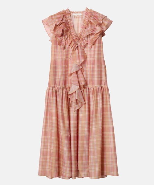IRENENNE(アイレネ)の「プレイドプリントマキシドレス / Plaid Print Maxi Dress(ワンピース・レディース・オレンジ/ブルー・36)」の9枚目の写真