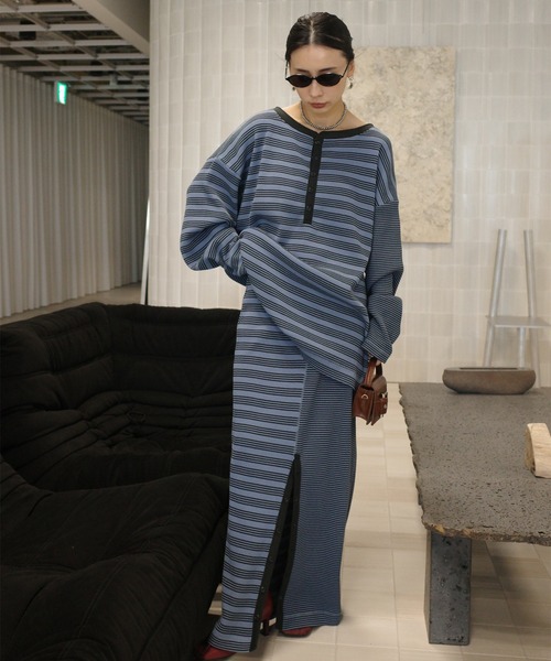 Ameri(アメリ)の「MILLER×Ameri 2WAY WAFFLE SKIRT(スカート・レディース・ブラウン/ブルー・SMALL/MEDIUM)」の7枚目の写真