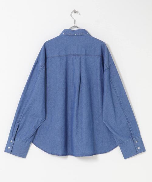 SENSE OF PLACE by URBAN RESEARCH（センスオブプレイスバイアーバンリサーチ）の「スタッズデニムシャツ（シャツ/ブラウス・レディース・インディゴブルー/ライトグレー/ブラック・ONE）」の11枚目の写真