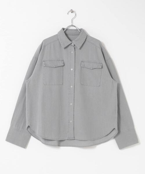 SENSE OF PLACE by URBAN RESEARCH（センスオブプレイスバイアーバンリサーチ）の「スタッズデニムシャツ（シャツ/ブラウス・レディース・インディゴブルー/ライトグレー/ブラック・ONE）」の19枚目の写真