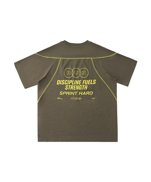 BUTTON SEOUL(ボタンソウル)の「クーリングドライランニングプリントショートスリーブTシャツ (5 COLORS)(Tシャツ/カットソー・メンズ・グレー/アッシュブラウン/ホワイト/イエロー×グリーン/ブラック・MEDIUM/LARGE/X-LARGE)」の4枚目の写真