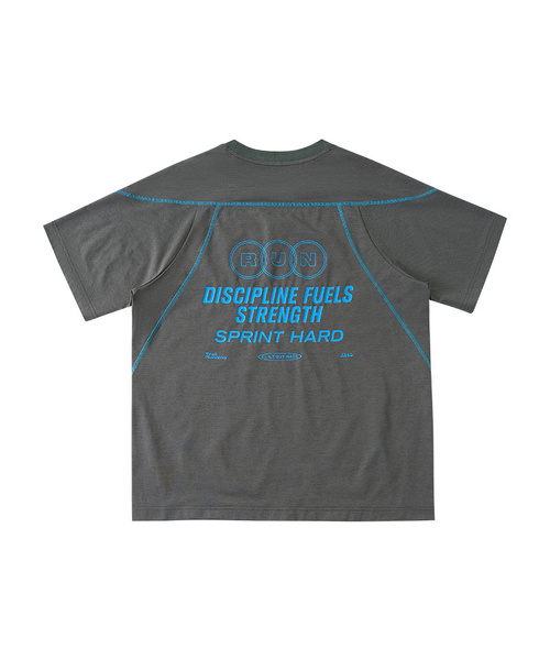 BUTTON SEOUL(ボタンソウル)の「クーリングドライランニングプリントショートスリーブTシャツ (5 COLORS)(Tシャツ/カットソー・メンズ・グレー/アッシュブラウン/ホワイト/イエロー×グリーン/ブラック・MEDIUM/LARGE/X-LARGE)」の3枚目の写真