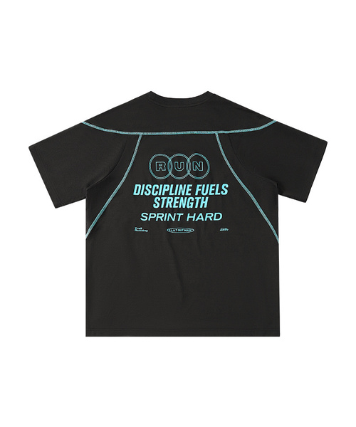 BUTTON SEOUL(ボタンソウル)の「クーリングドライランニングプリントショートスリーブTシャツ (5 COLORS)(Tシャツ/カットソー・メンズ・グレー/アッシュブラウン/ホワイト/イエロー×グリーン/ブラック・MEDIUM/LARGE/X-LARGE)」の2枚目の写真