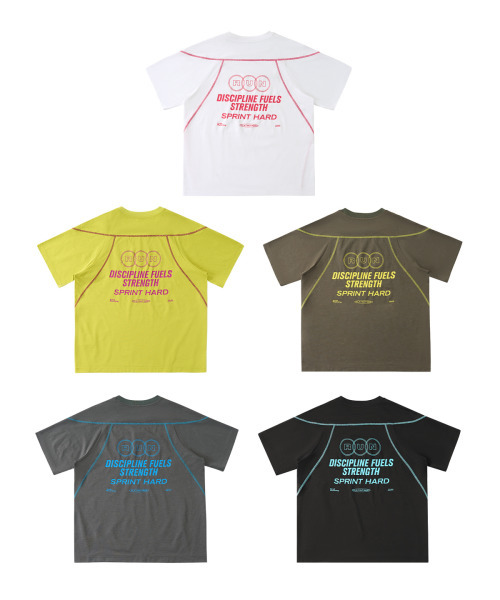 BUTTON SEOUL(ボタンソウル)の「クーリングドライランニングプリントショートスリーブTシャツ (5 COLORS)(Tシャツ/カットソー・メンズ・グレー/アッシュブラウン/ホワイト/イエロー×グリーン/ブラック・MEDIUM/LARGE/X-LARGE)」の7枚目の写真