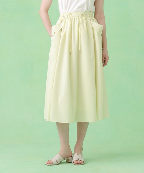 ANAYI(アナイ)の「2WAYストレッチギャザー スカート〈セットアップ対応商品〉(スカート・レディース・ネイビー/イエロー/ベージュ・38/36/34)」の3枚目の写真