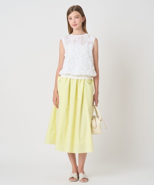 ANAYI(アナイ)の「2WAYストレッチギャザー スカート〈セットアップ対応商品〉(スカート・レディース・ネイビー/イエロー/ベージュ・38/36/34)」の4枚目の写真