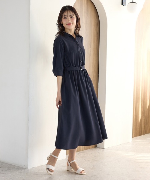 Honeys(ハニーズ)の「6分袖シャツワンピース(シャツワンピース・レディース・ブルー系その他3/ネイビー/サックスブルー系1/ホワイト系その他・S/M/LL/L/3L)」の6枚目の写真