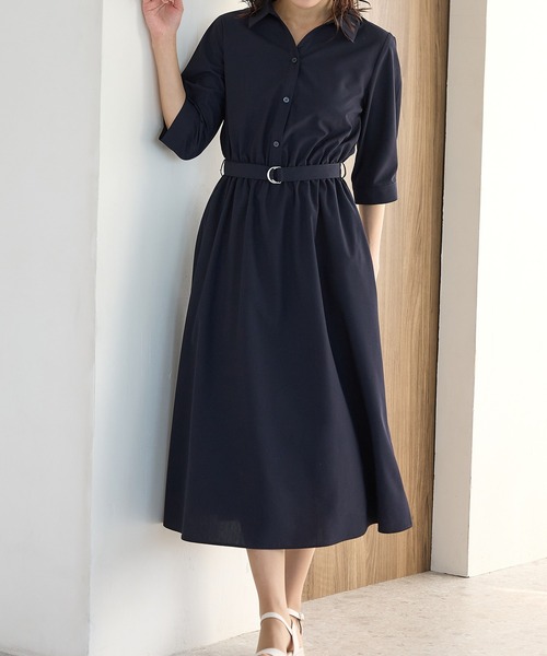 Honeys(ハニーズ)の「6分袖シャツワンピース(シャツワンピース・レディース・ブルー系その他3/ネイビー/サックスブルー系1/ホワイト系その他・S/M/LL/L/3L)」の7枚目の写真