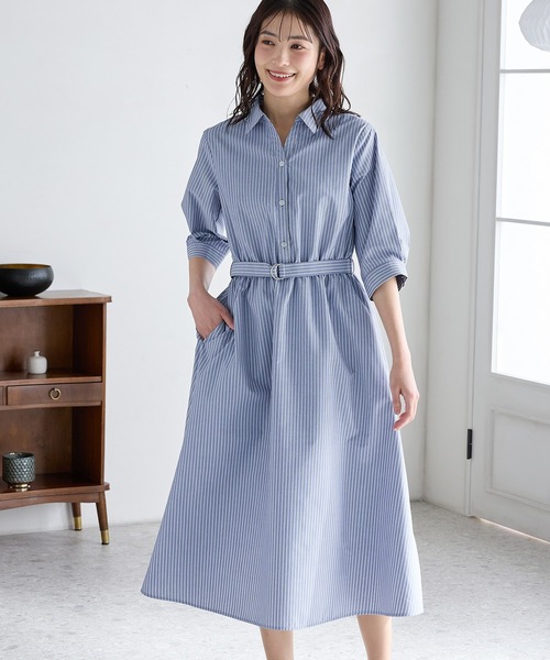 Honeys(ハニーズ)の「6分袖シャツワンピース(シャツワンピース・レディース・ブルー系その他3/ネイビー/サックスブルー系1/ホワイト系その他・S/M/LL/L/3L)」の10枚目の写真