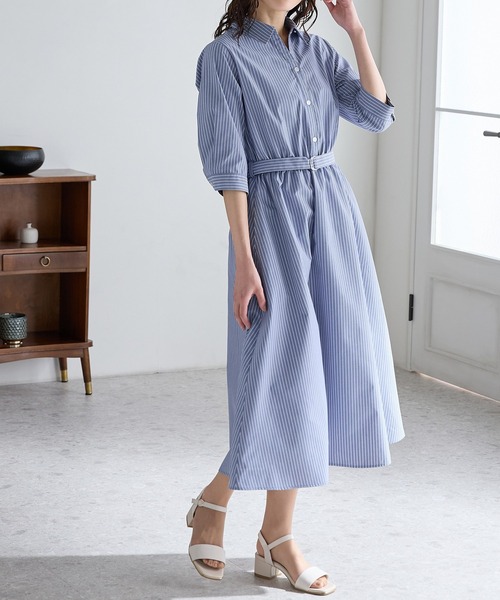 Honeys(ハニーズ)の「6分袖シャツワンピース(シャツワンピース・レディース・ブルー系その他3/ネイビー/サックスブルー系1/ホワイト系その他・S/M/LL/L/3L)」の11枚目の写真