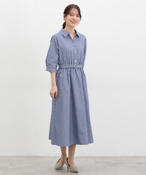 Honeys(ハニーズ)の「6分袖シャツワンピース(シャツワンピース・レディース・ブルー系その他3/ネイビー/サックスブルー系1/ホワイト系その他・S/M/LL/L/3L)」の14枚目の写真