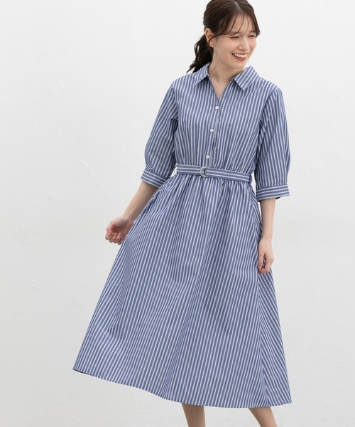 Honeys(ハニーズ)の「6分袖シャツワンピース(シャツワンピース・レディース・ブルー系その他3/ネイビー/サックスブルー系1/ホワイト系その他・S/M/LL/L/3L)」の15枚目の写真