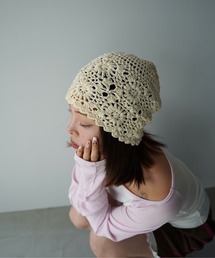 SANSeLF（サンセルフ）の「【SANSeLF】フラワークロシェニットキャップ saa26s023（ニットキャップ/ビーニー）」