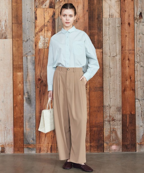 セール】【WEB限定】ダブルタックカーブパンツ【ウエストゴム・通年