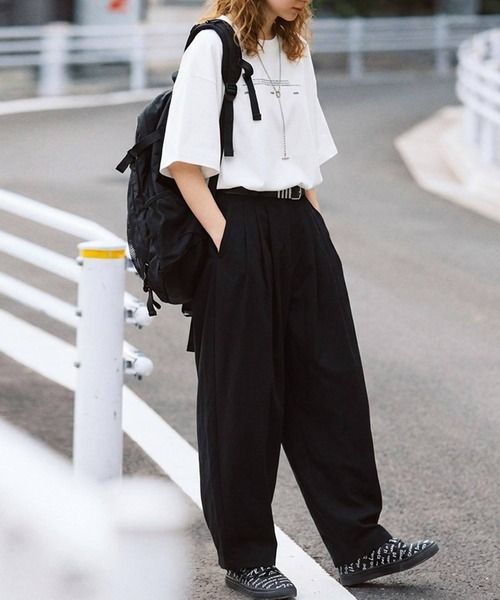 antiqua(アンティカ)の「リネン混 無地 ロング ワイド パンツ(その他パンツ・レディース・チャコールグレー/ブラウン系その他/ブラック/ベージュ系その他/ナチュラル・LARGE/MEDIUM)」の9枚目の写真