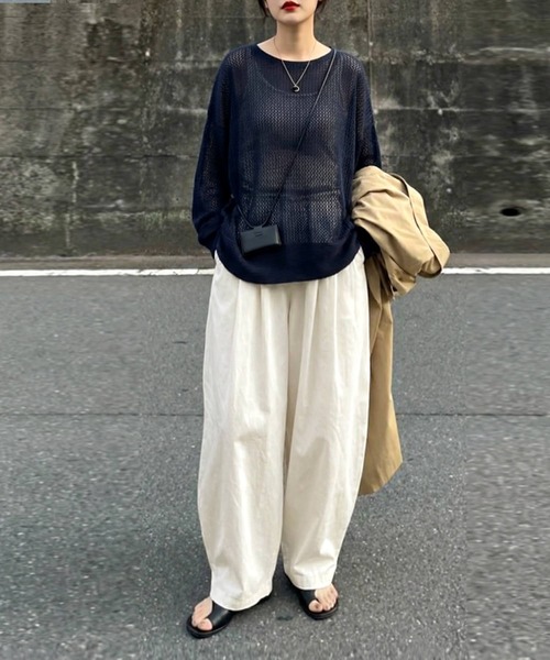 antiqua(アンティカ)の「リネン混 無地 ロング ワイド パンツ(その他パンツ・レディース・チャコールグレー/ブラウン系その他/ブラック/ベージュ系その他/ナチュラル・LARGE/MEDIUM)」の19枚目の写真