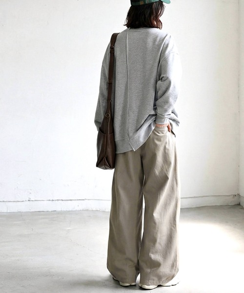 antiqua（アンティカ）の「リネン混 無地 ロング ワイド パンツ