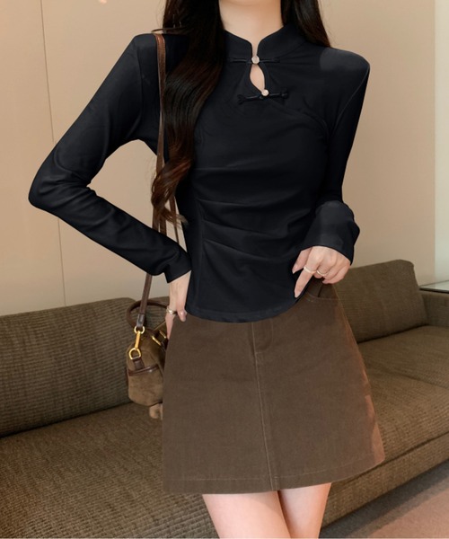 LUCPY(ラクピー)の「チャイナディテール スリムトップス(その他トップス・レディース・ホワイト/ブラック・X-LARGE/LARGE/MEDIUM/SMALL)」の6枚目の写真