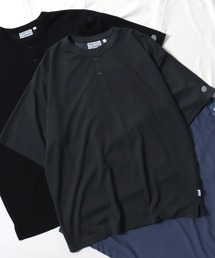 DISCUS/ディスカス COOLMAX(R) オーバーサイズ ワッフル ヘンリーネック 半袖Tシャツ レディース メンズ