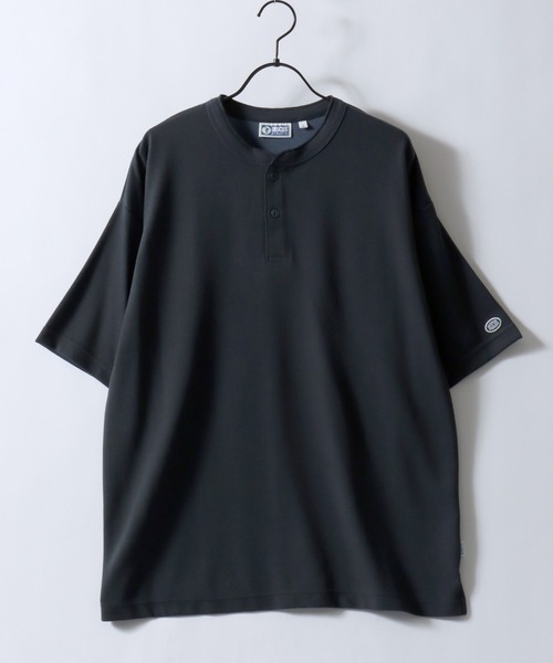 DISCUS（ディスカス）の「DISCUS/ディスカス COOLMAX(R) オーバーサイズ ワッフル ヘンリーネック 半袖Tシャツ レディース メンズ（Tシャツ/カットソー・メンズ・スミクロ/ブラック/グレイッシュブルー/オフホワイト・M/L/LL）」の7枚目の写真