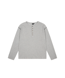 AAKAM | Henry Neck Waffle Long Sleeve (Gray)(Tシャツ/カットソー)