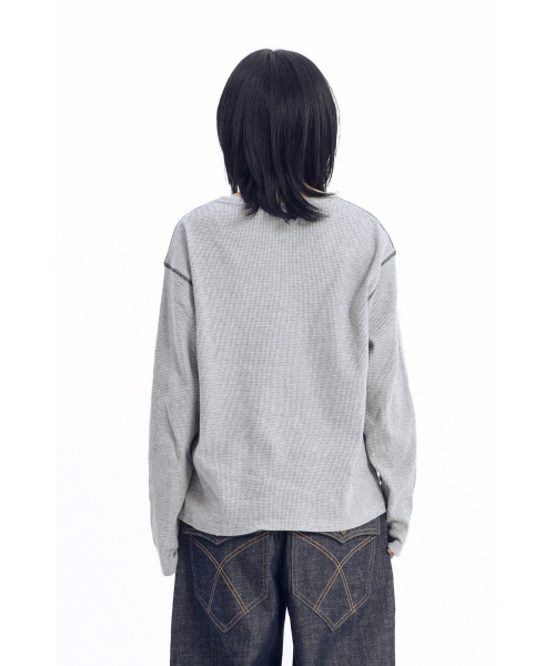 AAKAM(アーカム)の「Henry Neck Waffle Long Sleeve (Gray)(Tシャツ/カットソー・レディース・その他・1/2)」の5枚目の写真