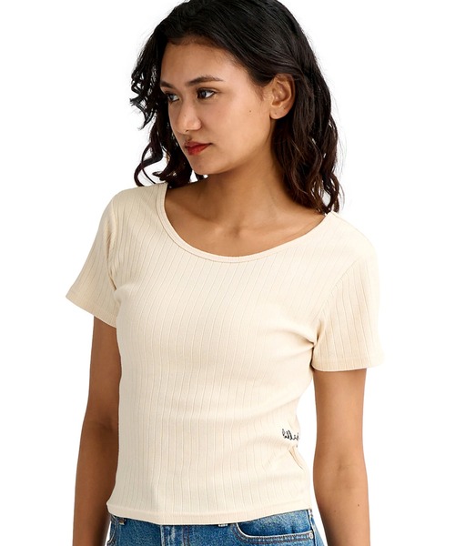 BILLABONG（ビラボン）の「BILLABONG/ビラボン レディース 半袖 Tシャツ 2WAY BABY FIT RIB TEE BG013302（Tシャツ/カットソー・レディース・スミクロ/ブルー/オフホワイト・M/L）」の5枚目の写真