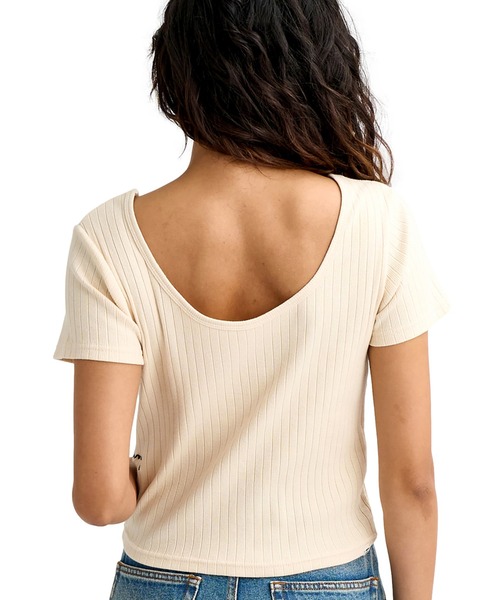 BILLABONG（ビラボン）の「BILLABONG/ビラボン レディース 半袖 Tシャツ 2WAY BABY FIT RIB TEE BG013302（Tシャツ/カットソー・レディース・スミクロ/ブルー/オフホワイト・M/L）」の6枚目の写真