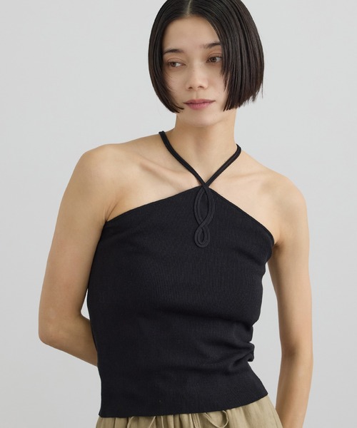 SALON adam et rope'(サロン アダム エ ロペ)の「フロントロープホルターネック(キャミソール・レディース・ベージュ/ブラック/オフホワイト・FREE)」の19枚目の写真