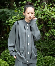 WITH OR WITHOUT（ウィズオアウィズアウト）の「シルク混ハイネックニットカーディガン／無地・ストライプ × ウールカシミヤブレンド（カーディガン/ボレロ）」