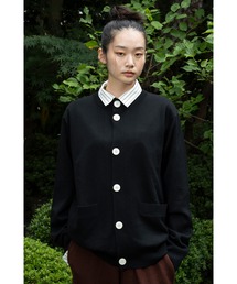 WITH OR WITHOUT（ウィズオアウィズアウト）の「シルク混ハイネックニットカーディガン／無地・ストライプ × ウールカシミヤブレンド（カーディガン/ボレロ）」